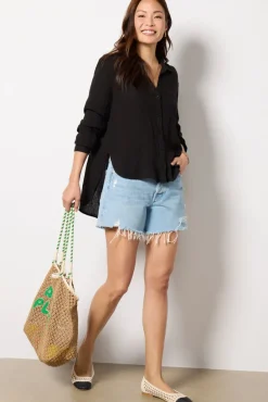 Tops & Tees<CLOTH AND STONE Essential Gauze Shirt Black