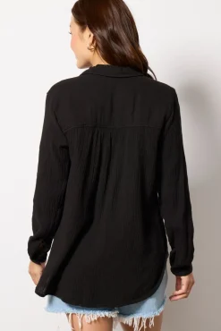 Tops & Tees<CLOTH AND STONE Essential Gauze Shirt Black