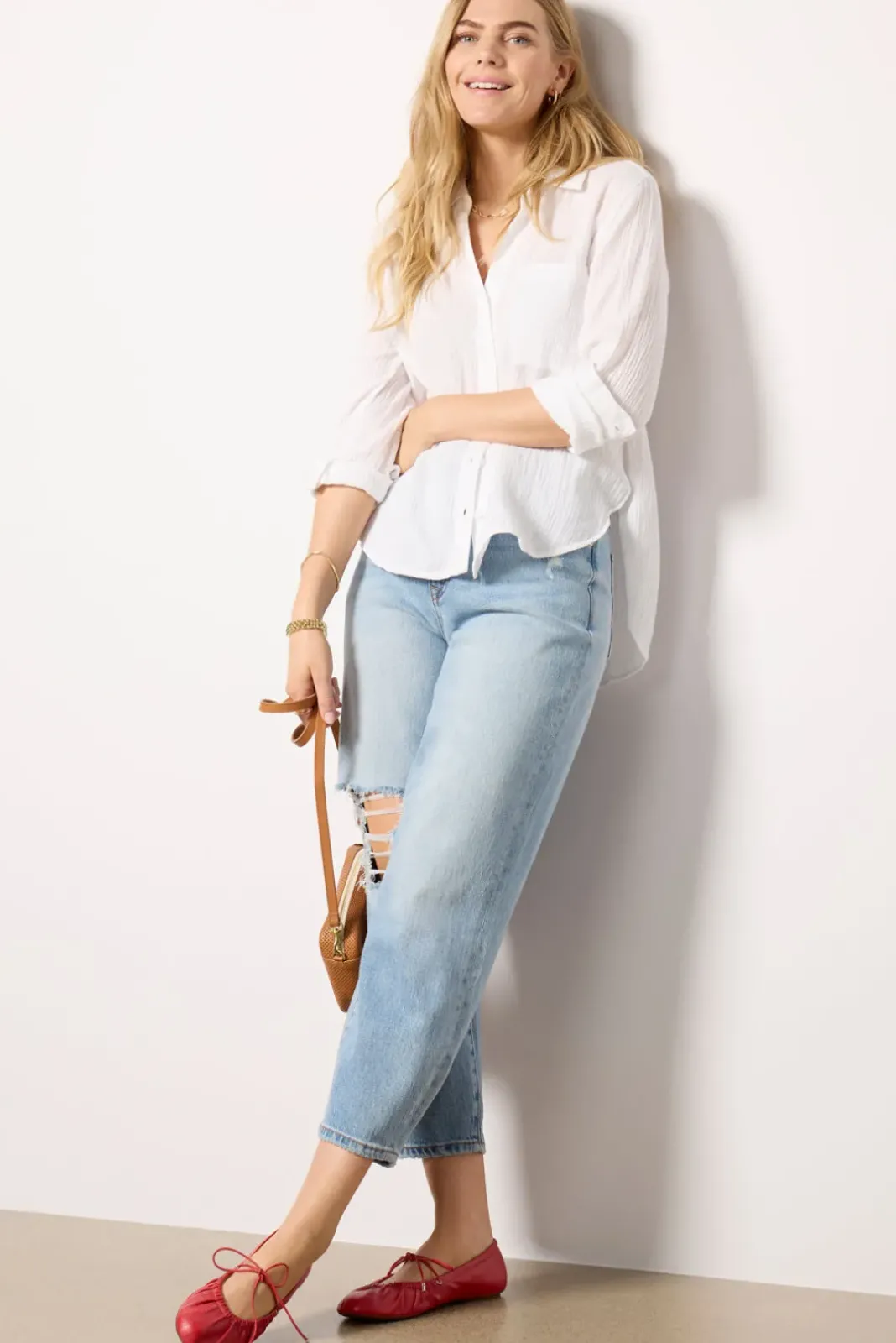 Tops & Tees<CLOTH AND STONE Essential Gauze Shirt White