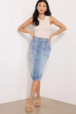 Skirts<EVEREVE Ever Denim Midi Skirt Dauntless