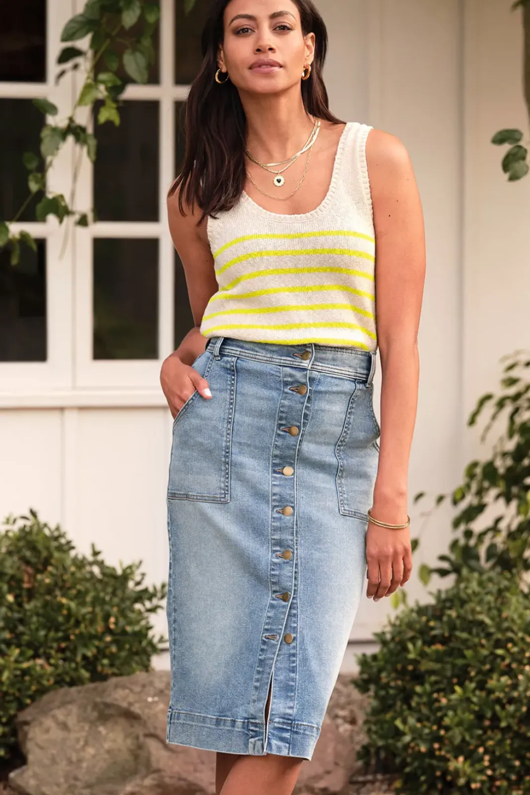 Skirts<EVEREVE Ever Denim Midi Skirt Dauntless