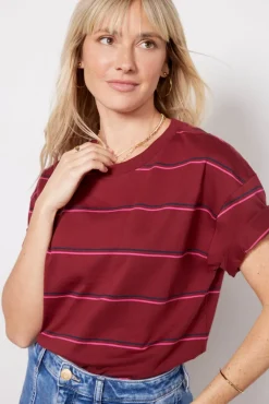 Tops & Tees<EVEREVE Ever Perfect Tee Burgundy/Navy/Pink