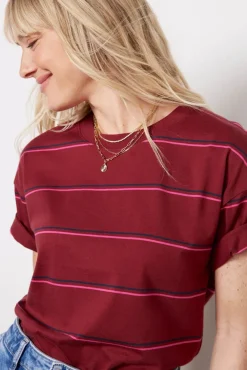 Tops & Tees<EVEREVE Ever Perfect Tee Burgundy/Navy/Pink