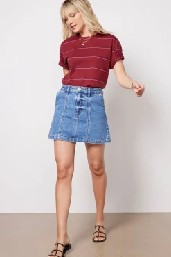 Tops & Tees<EVEREVE Ever Perfect Tee Burgundy/Navy/Pink