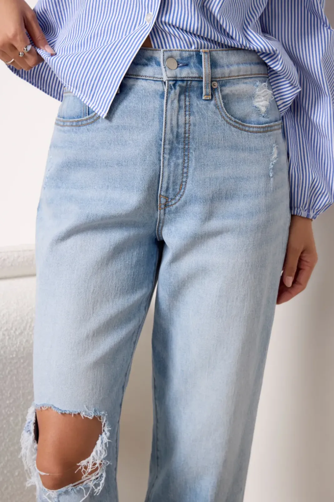 Jeans<EVEREVE Ever Vintage Barrel w Destroy Lightbluewash