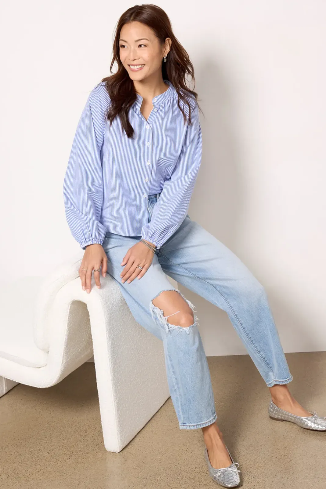 Jeans<EVEREVE Ever Vintage Barrel w Destroy Lightbluewash