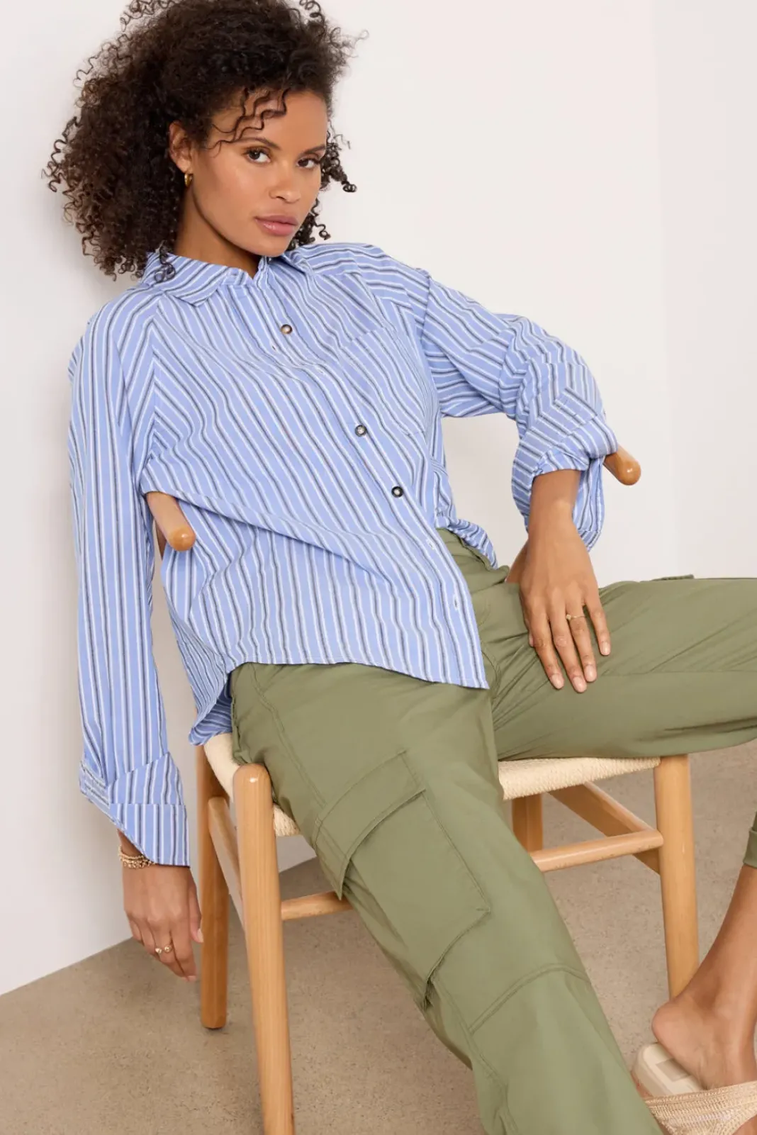 Tops & Tees<EVEREVE Everly Stripe Shirt Bluestripe