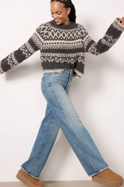 Sweaters<SANCTUARY Fairisle Crew Neck Sweater Heatherash