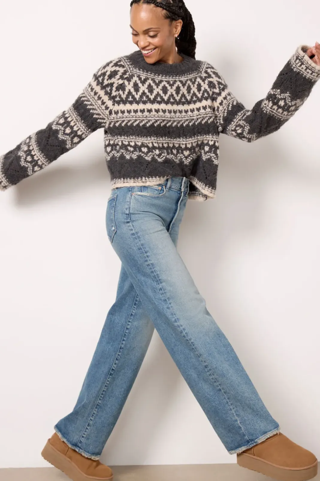 Sweaters<SANCTUARY Fairisle Crew Neck Sweater Heatherash
