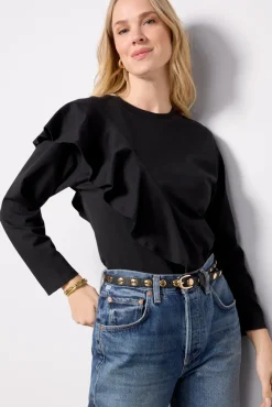 Tops & Tees<NATION LTD Farrah Flounce Top Jetblack