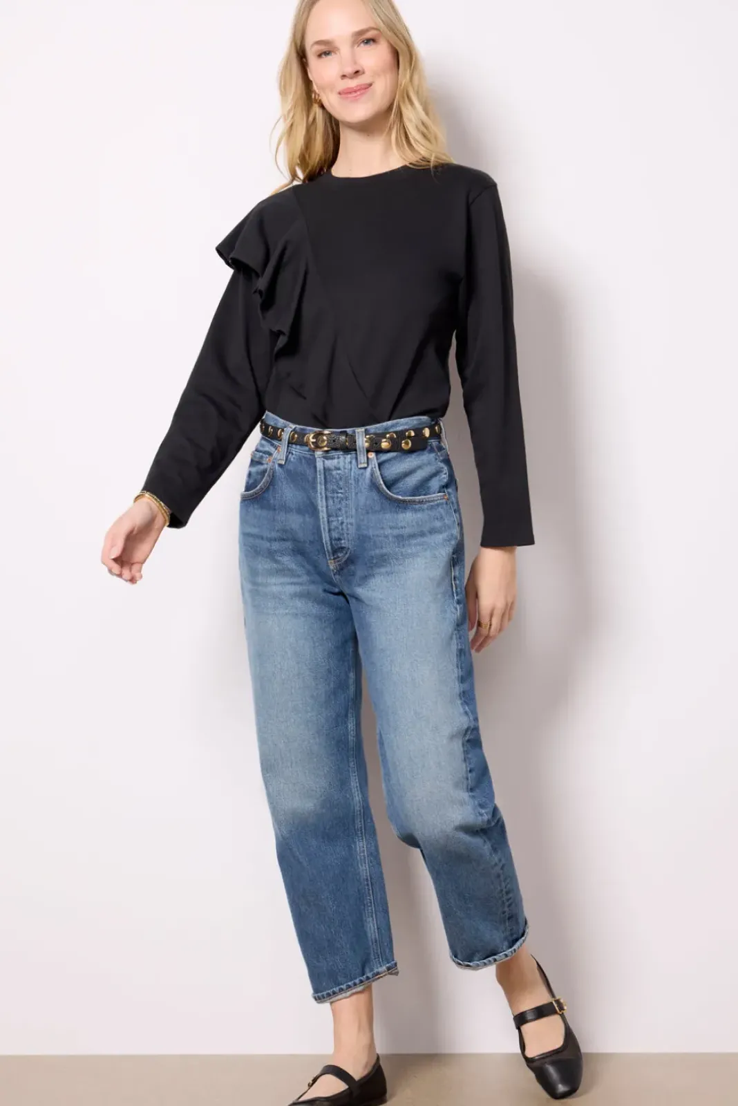 Tops & Tees<NATION LTD Farrah Flounce Top Jetblack