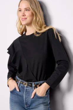Tops & Tees<NATION LTD Farrah Flounce Top Jetblack