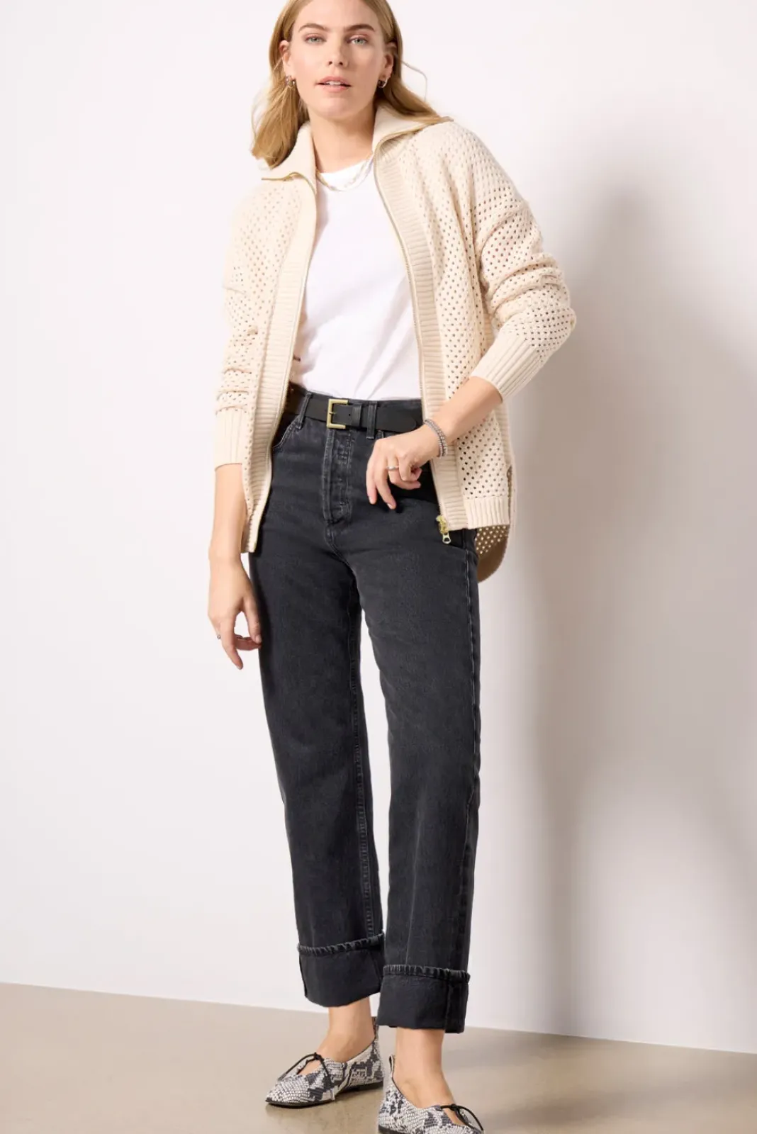 Sweaters<VARLEY Finn Longline Knit Jacket Whitecap