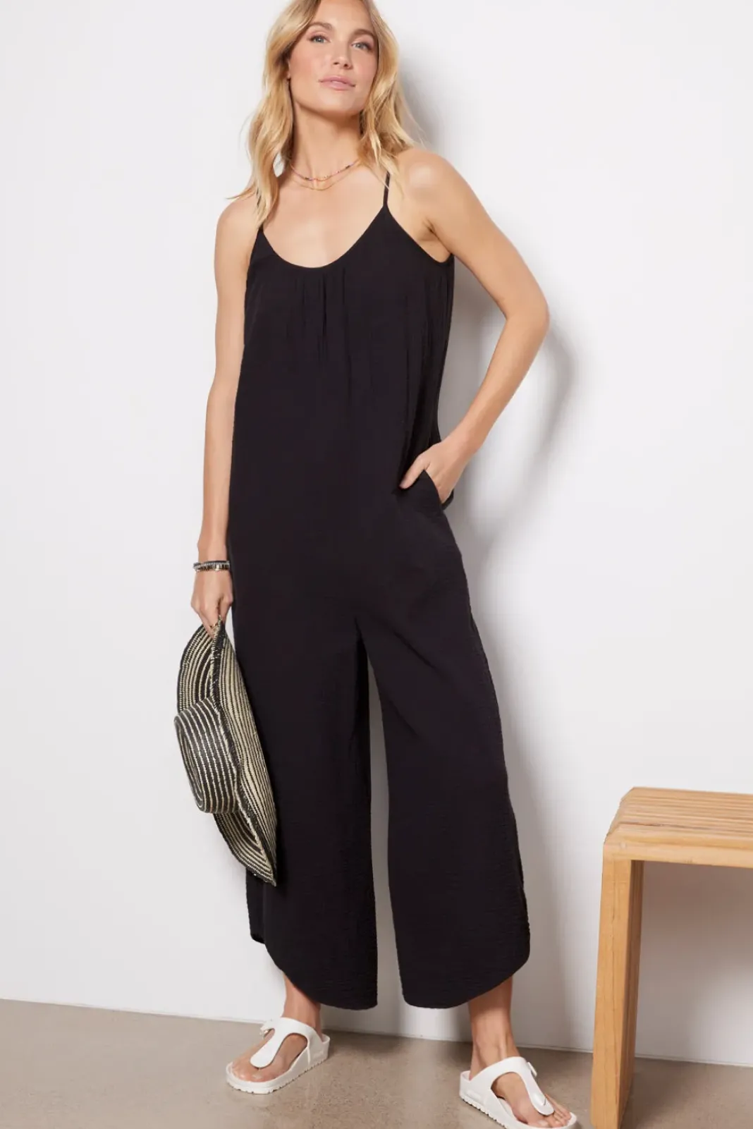 Jumpsuits & Rompers<Z SUPPLY Flared Gauze Jumpsuit Black