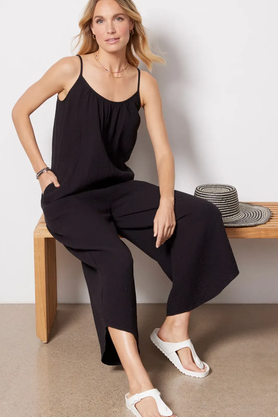 Jumpsuits & Rompers<Z SUPPLY Flared Gauze Jumpsuit Black