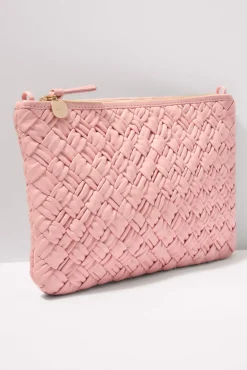 Bags<CLARE V. Flat Clutch with Tabs Blushpuffywoven