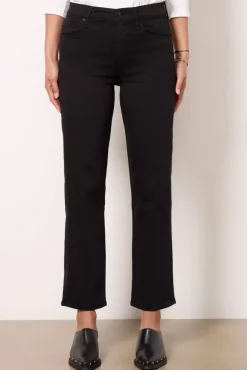 Jeans<RAG AND BONE Flexi Harlow Mid Rise Ankle Straight Black