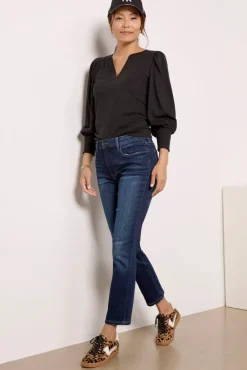 Tops & Tees<NATION LTD Flora Peasant Tee Black