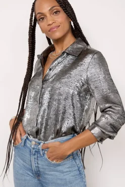 Tops & Tees<EVEREVE Florence Foil Shirting Silver