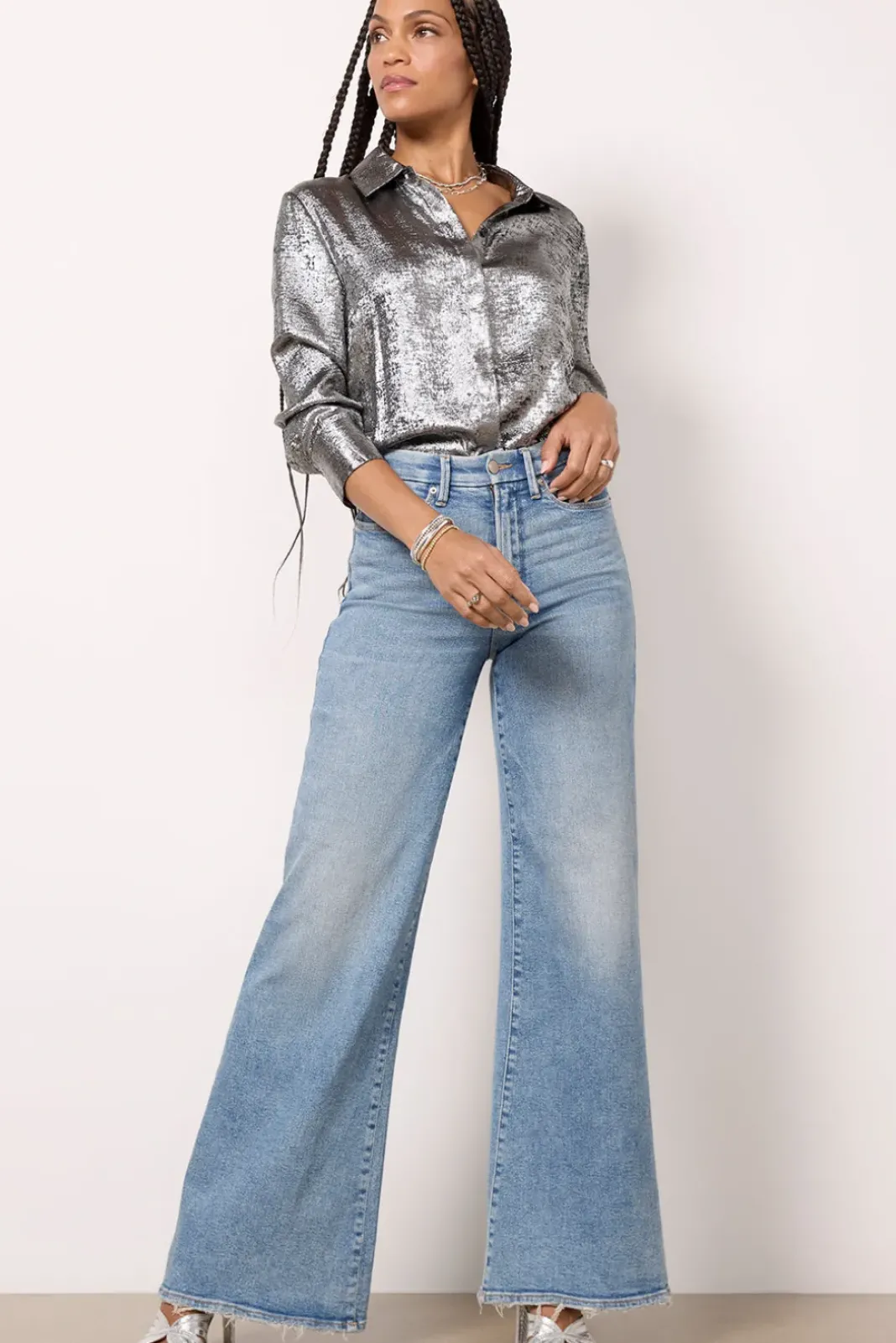 Tops & Tees<EVEREVE Florence Foil Shirting Silver