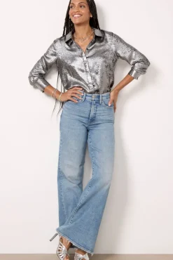 Tops & Tees<EVEREVE Florence Foil Shirting Silver