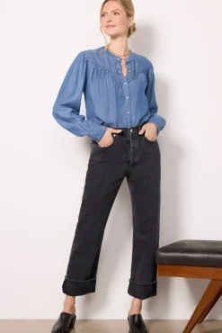 Jeans<AGOLDE Fran Cuffed Straight Blacktea