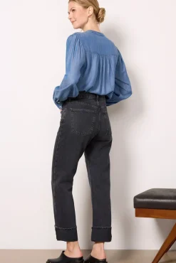 Jeans<AGOLDE Fran Cuffed Straight Blacktea
