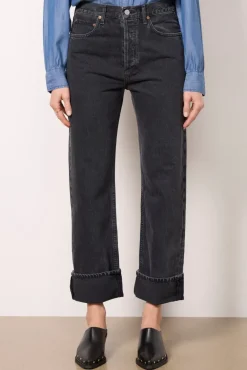 Jeans<AGOLDE Fran Cuffed Straight Blacktea