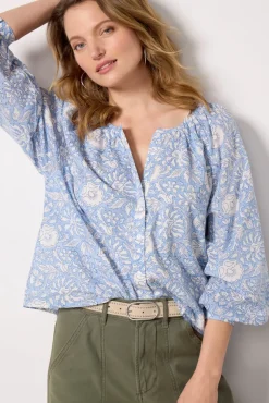 Tops & Tees<EMERSON FRY Frances Blouse Arborblissfulblue