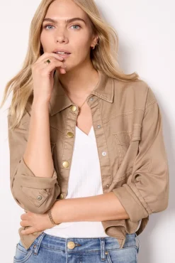 Blazers & Jackets<EVEREVE Frankie Stretch Linen Shacket Camel