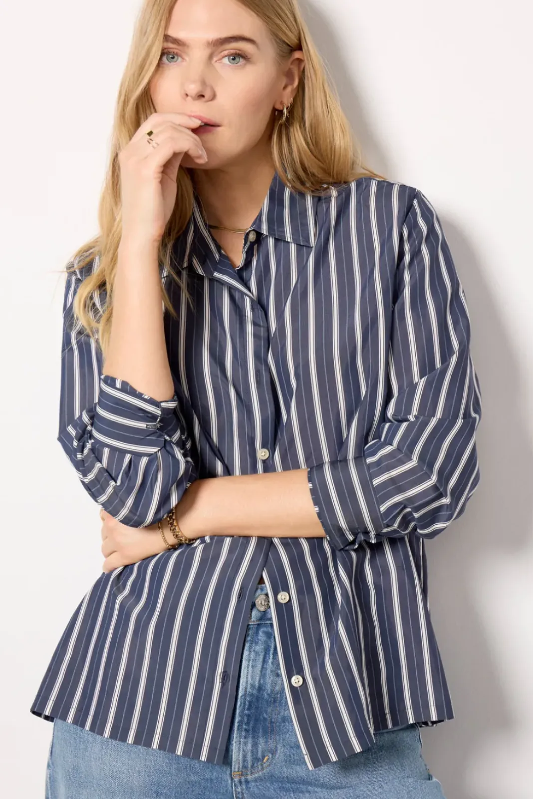 Tops & Tees<Z SUPPLY Frankie Striped Shirt Navalacademy