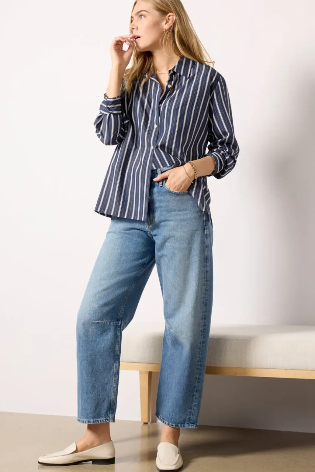 Tops & Tees<Z SUPPLY Frankie Striped Shirt Navalacademy