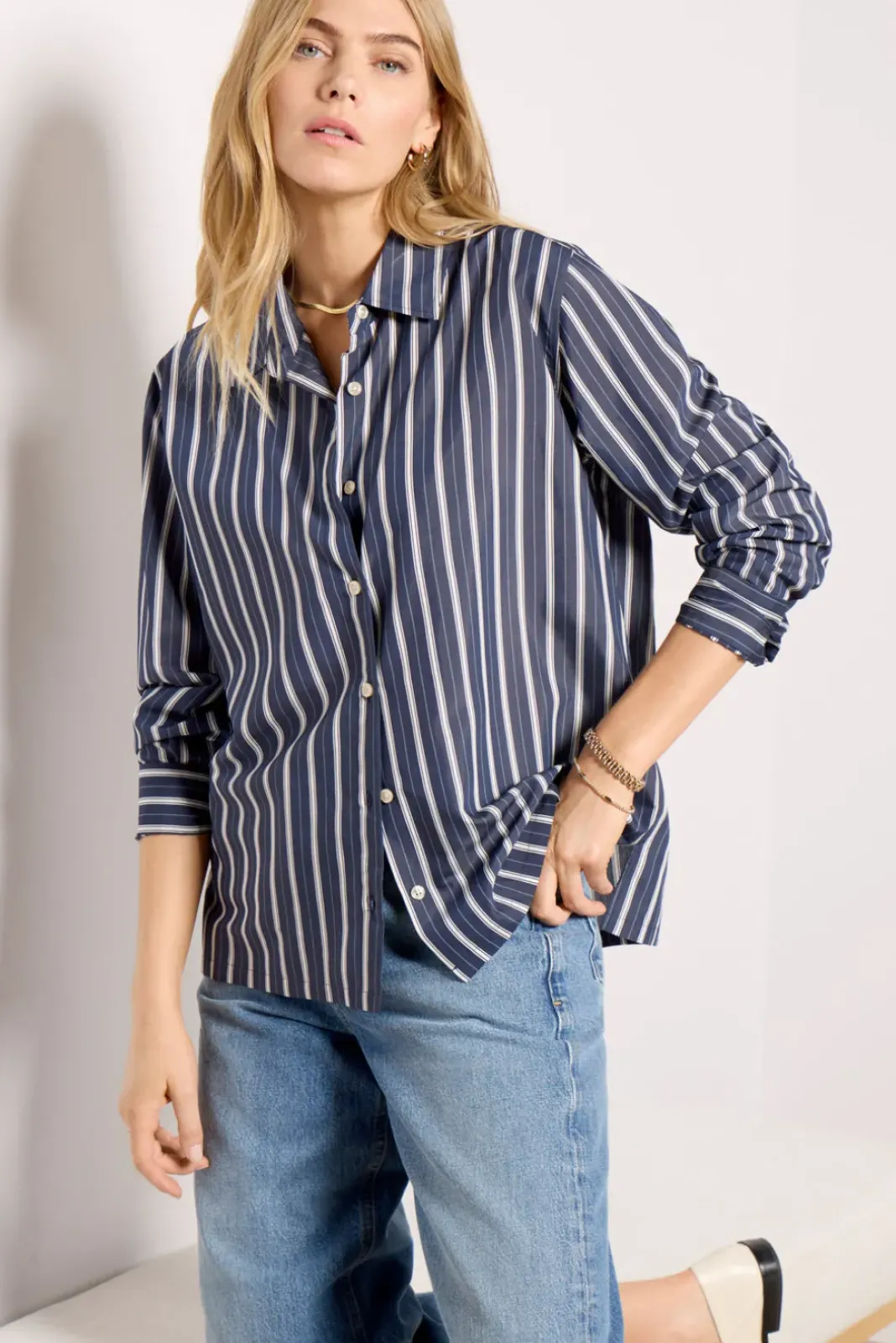 Tops & Tees<Z SUPPLY Frankie Striped Shirt Navalacademy