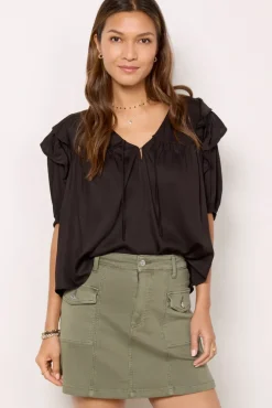 Tops & Tees<EMERSON FRY Frill V Isla Top Black