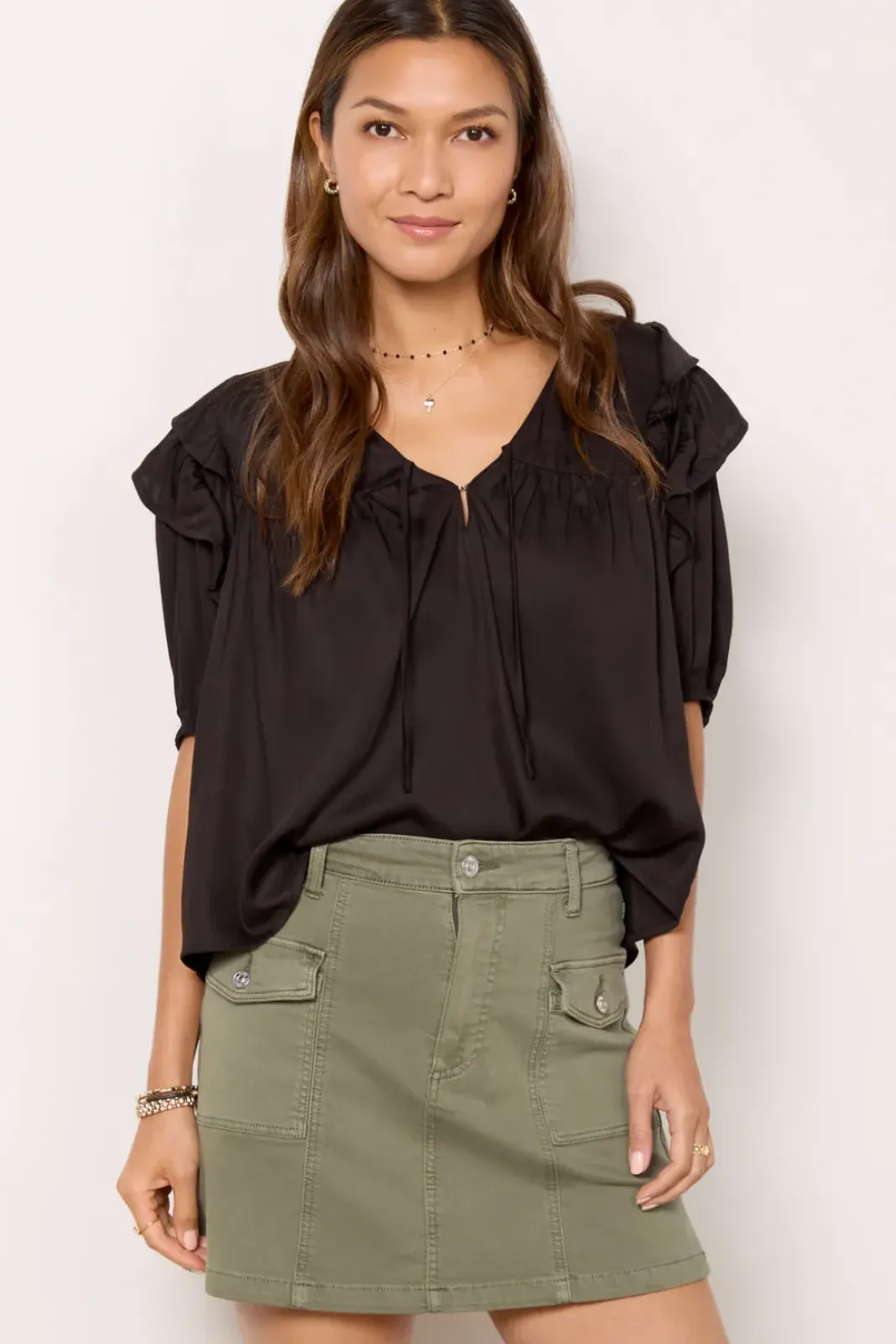 Tops & Tees<EMERSON FRY Frill V Isla Top Black