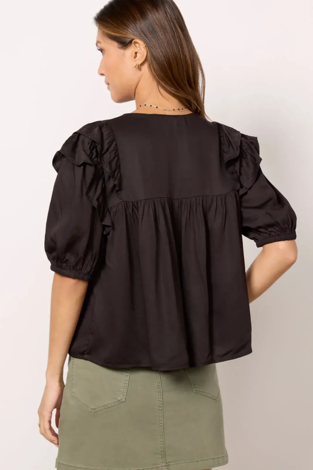 Tops & Tees<EMERSON FRY Frill V Isla Top Black