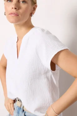 Tops & Tees<BOBI Gauze Flutter Top White