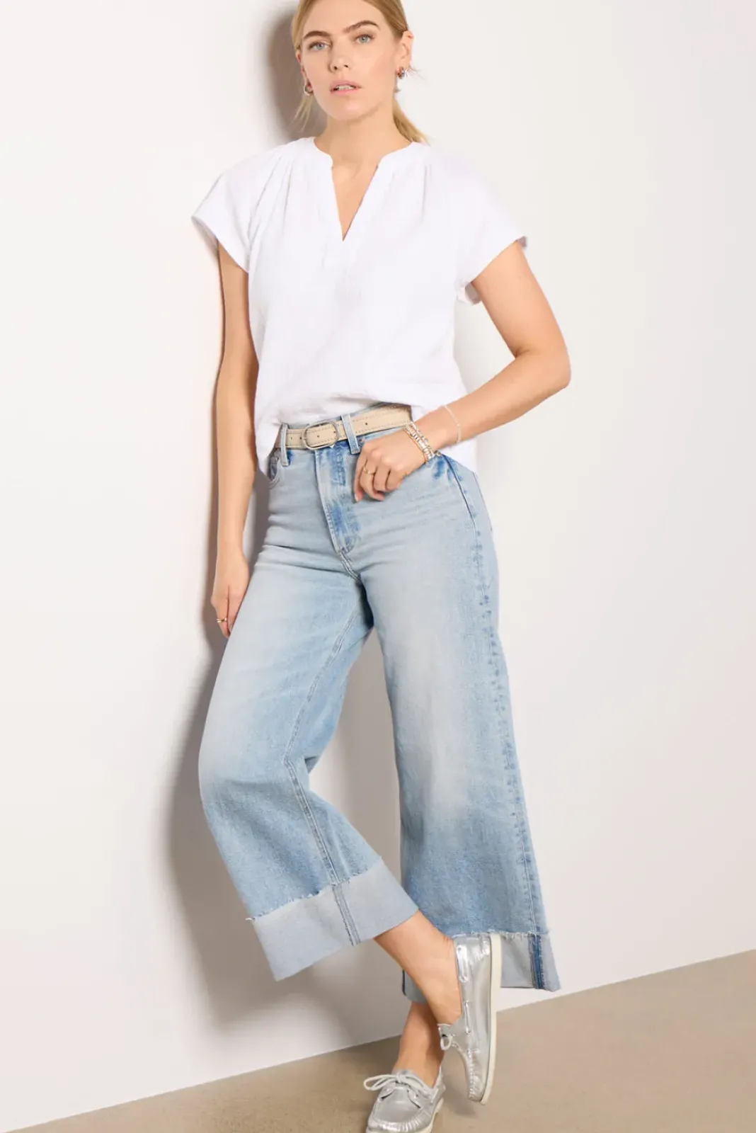 Tops & Tees<BOBI Gauze Flutter Top White