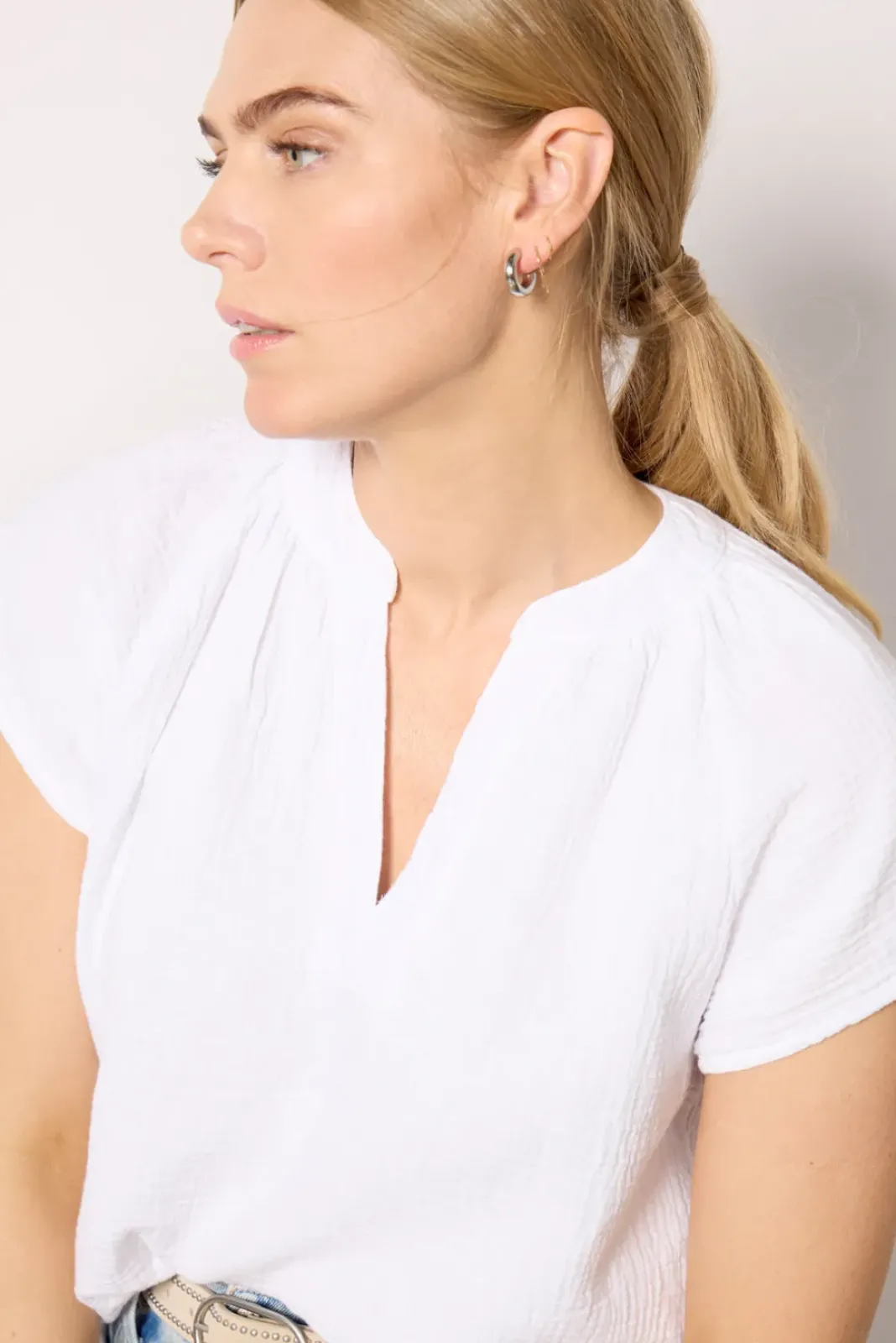 Tops & Tees<BOBI Gauze Flutter Top White