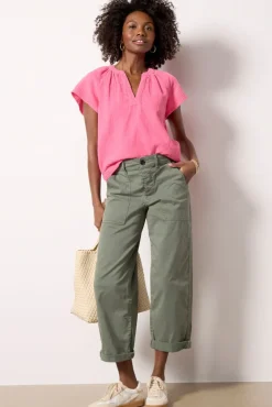 Tops & Tees<BOBI Gauze Flutter Top Tropicalpink