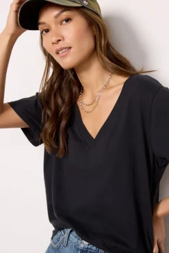 Tops & Tees<Z SUPPLY Girlfriend V Neck Tee Black