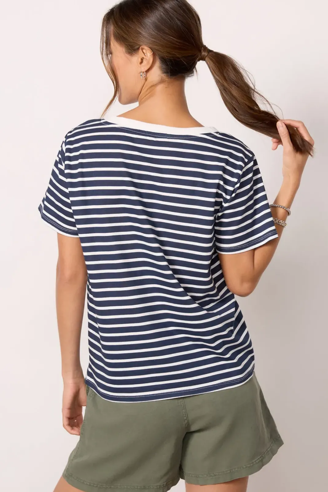 Tops & Tees<Z SUPPLY Girlfriend V Neck Tee Navy/Whitestripe