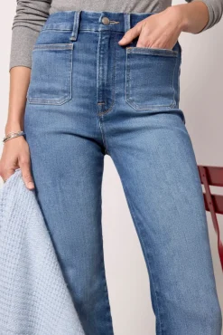 Jeans<GOOD AMERICAN Good Curve Boot w Patch Pockets Indigo708