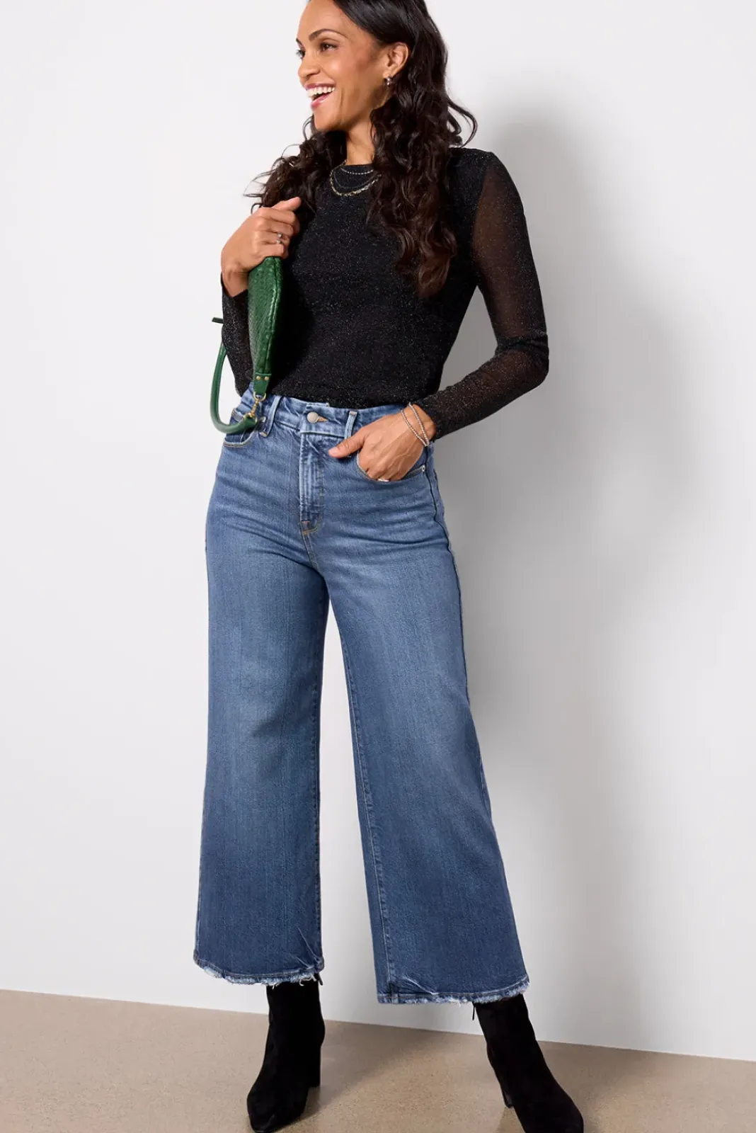 Jeans<GOOD AMERICAN Good Waist Crop Palazzo I737