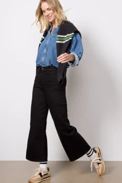 Jeans<GOOD AMERICAN Good Waist Palazzo Crop Black