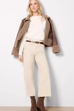 Jeans<GOOD AMERICAN Good Waist Palazzo Crop Bone