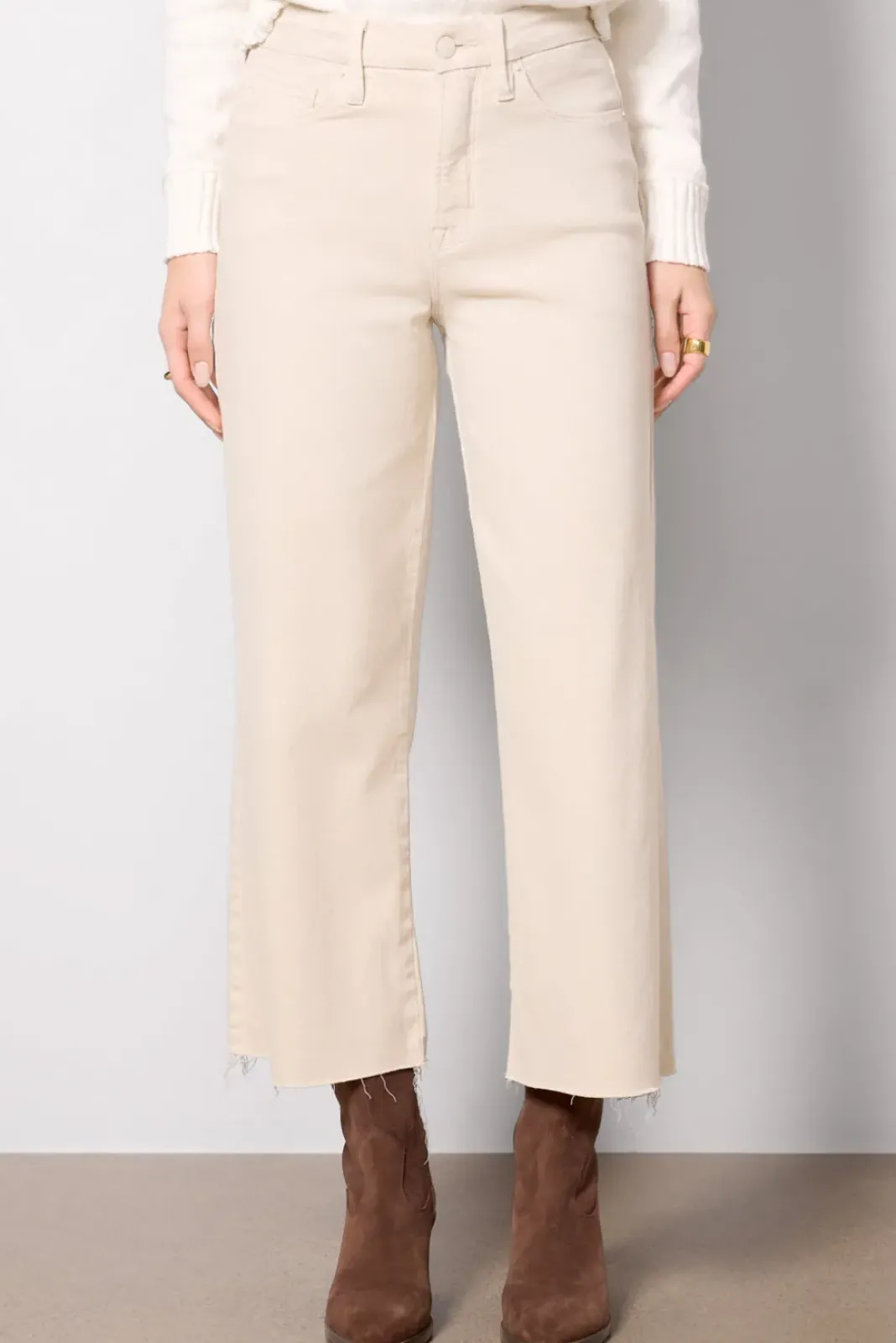 Jeans<GOOD AMERICAN Good Waist Palazzo Crop Bone