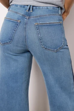 Jeans<GOOD AMERICAN Good Waist Palazzo Crop Tux Stripe Indigo857