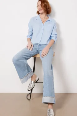 Tops & Tees<MICHAEL STARS Gracie Crop Button Down Water