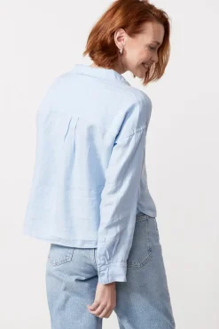 Tops & Tees<MICHAEL STARS Gracie Crop Button Down Water